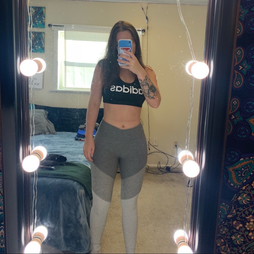 Outdoor Voices Gray Tri-Color Angled Leggings